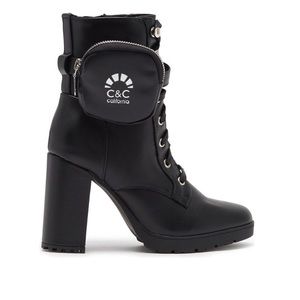 C & C California nixon pouch lace up High-Heeled Lug Sole Booties Ladies size 8.